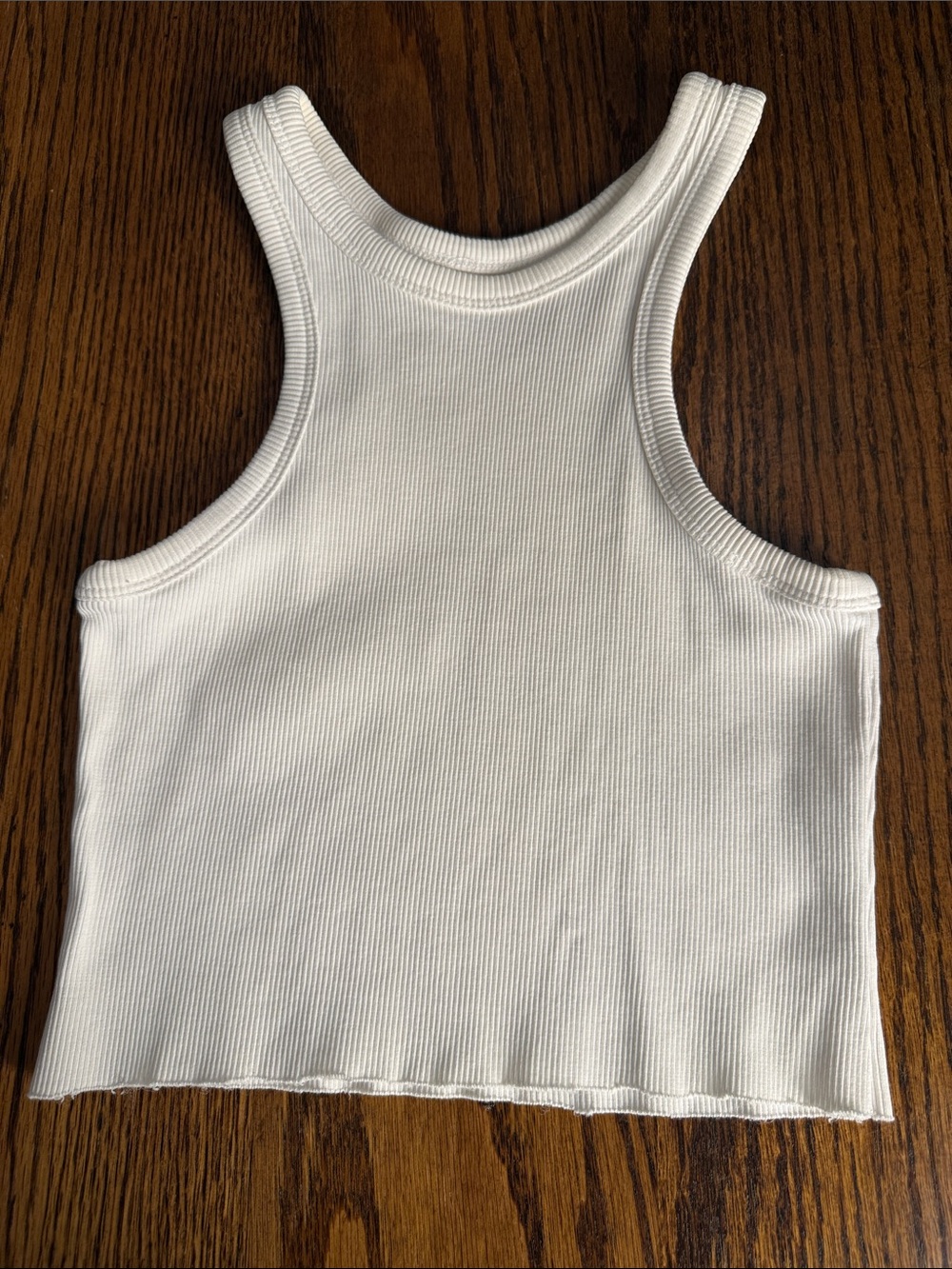 Everlane Organic Cotton Ribbed Cropped Tank Top White High Neck XXS
